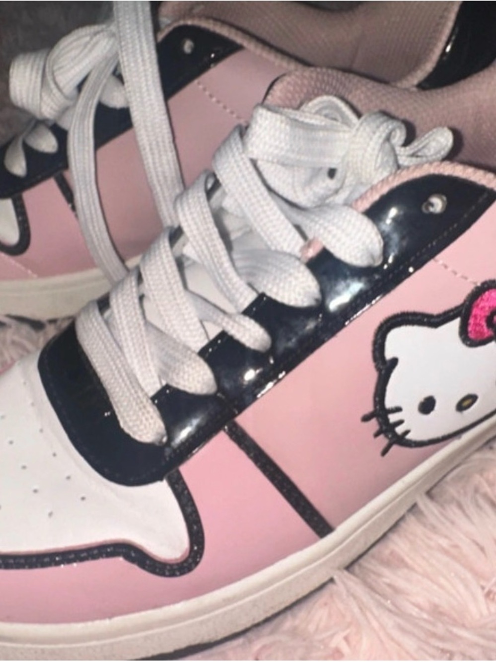 Sanrio Hello Kitty Pink, White and Black Lace-Up Sneakers